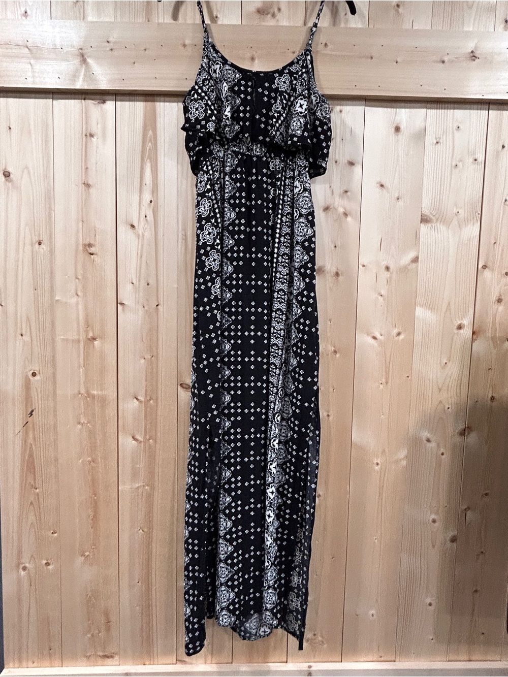 Daytrip black and white bandana print maxi dress, Medium Boho Festival Patchwork - Picture 3 of 10